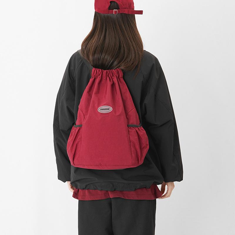 Fashion Drawstring Backpack Tie-out Casual Simple Solid Color Outdoor Sports Tie-out Soccer Lightweight Backpack