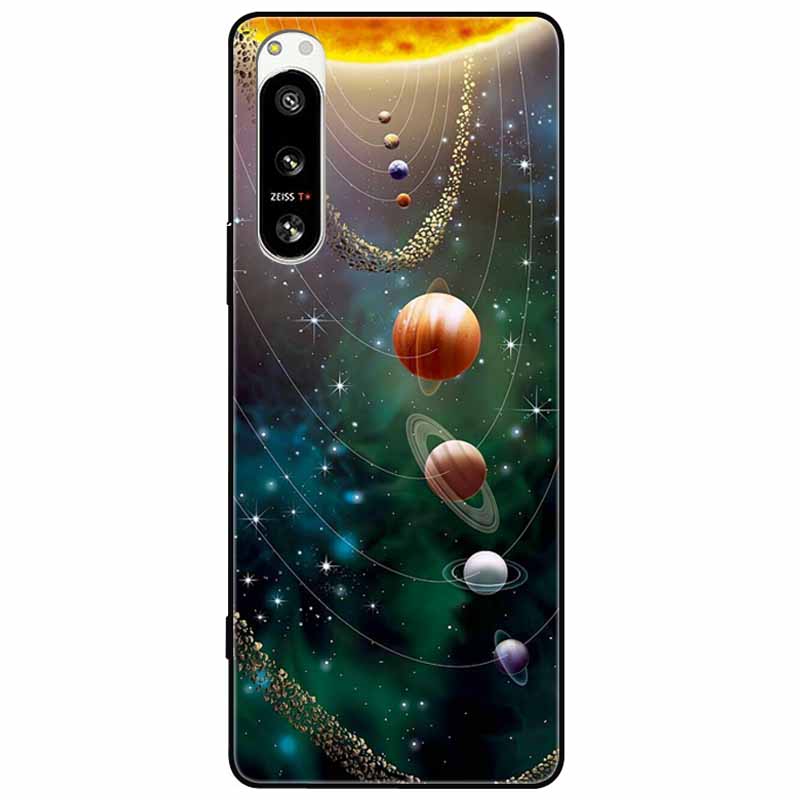 For Sony Xperia 5 IV / 10 IV Case 10IV Soft Black Silicone Forest Painted Phone Back Covers For Sony Xperia 1 IV Case TPU Coque