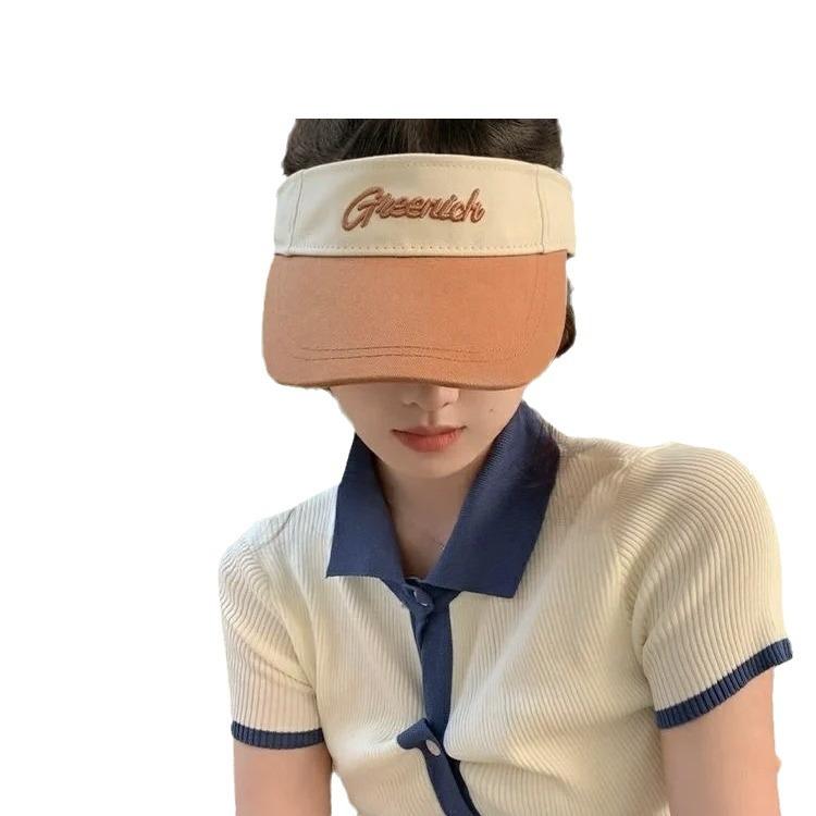 New letter color matching sun protection empty top hat women's summer outdoor UV protection sun hat sports cap