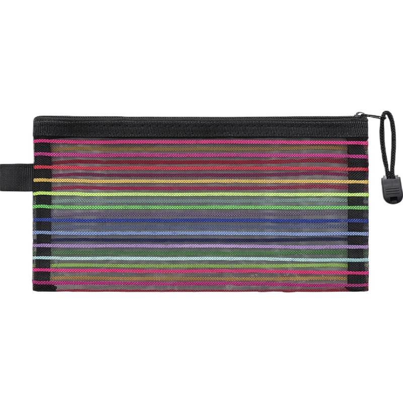Colorful Mesh Zipper Pouch Bags Transparent Pencil Case Makeup Cosmetic Storage Bag Travel Organizer Stationery Office School