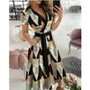 Summer Vintage Rainbow Striped Print Button Up Shirt Dress Women Casual Elegant Long Maxi Dresses Ladies Short Sleeve