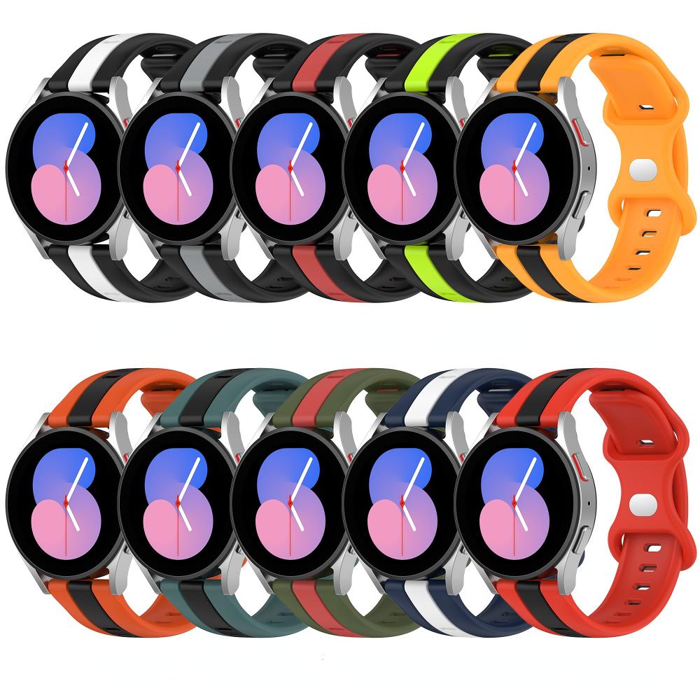 20mm 22mm Silicone Strap for Samsung Galaxy Watch 6/5/4/3/Gear S3/Huawei Watch GT 4 3 Pro Two-color Bracelet for Amazfit GTR/GTS