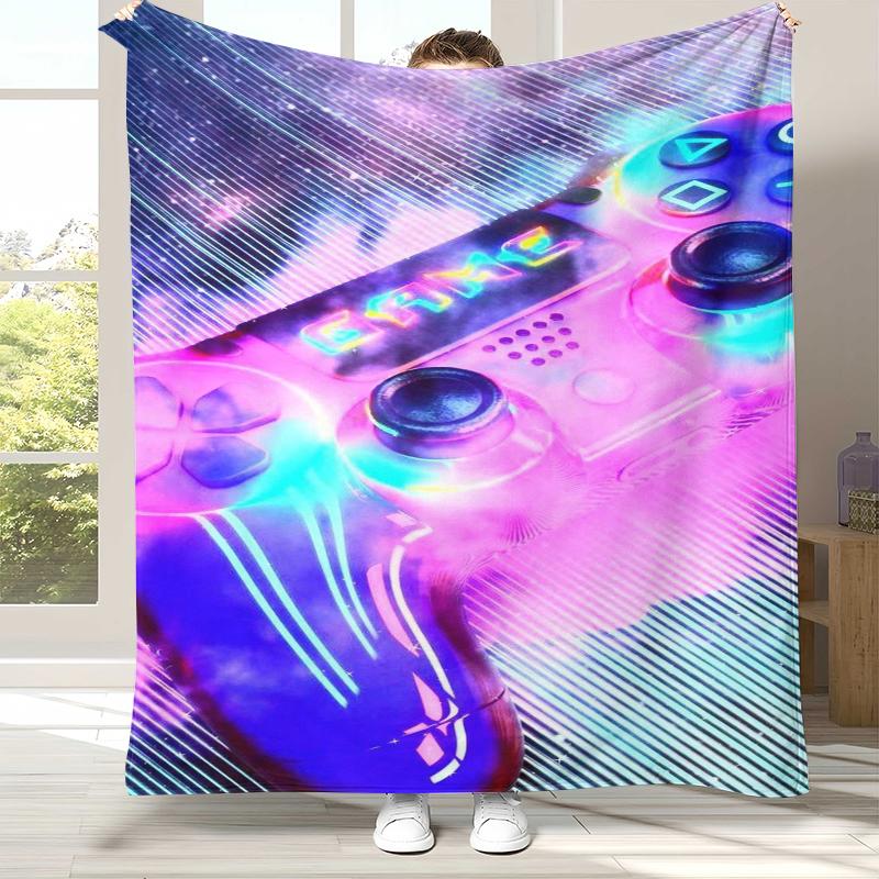 Cartoon Game Gamer Zone Controller Logo Flannel Blanket,Ultra Soft Warm Plush Throw for Home Bedroom Bed Sofa Cover Picnic gift