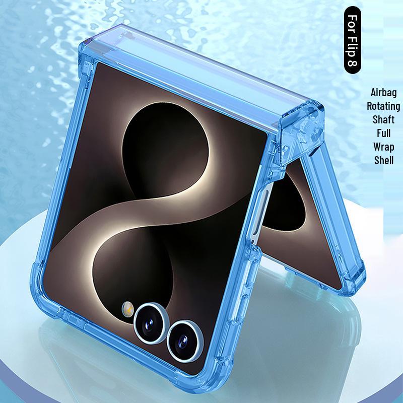 Samsung Galaxy Z Flip 8 Transparent Airbag Case with Rotating Shaft and Full Coverage