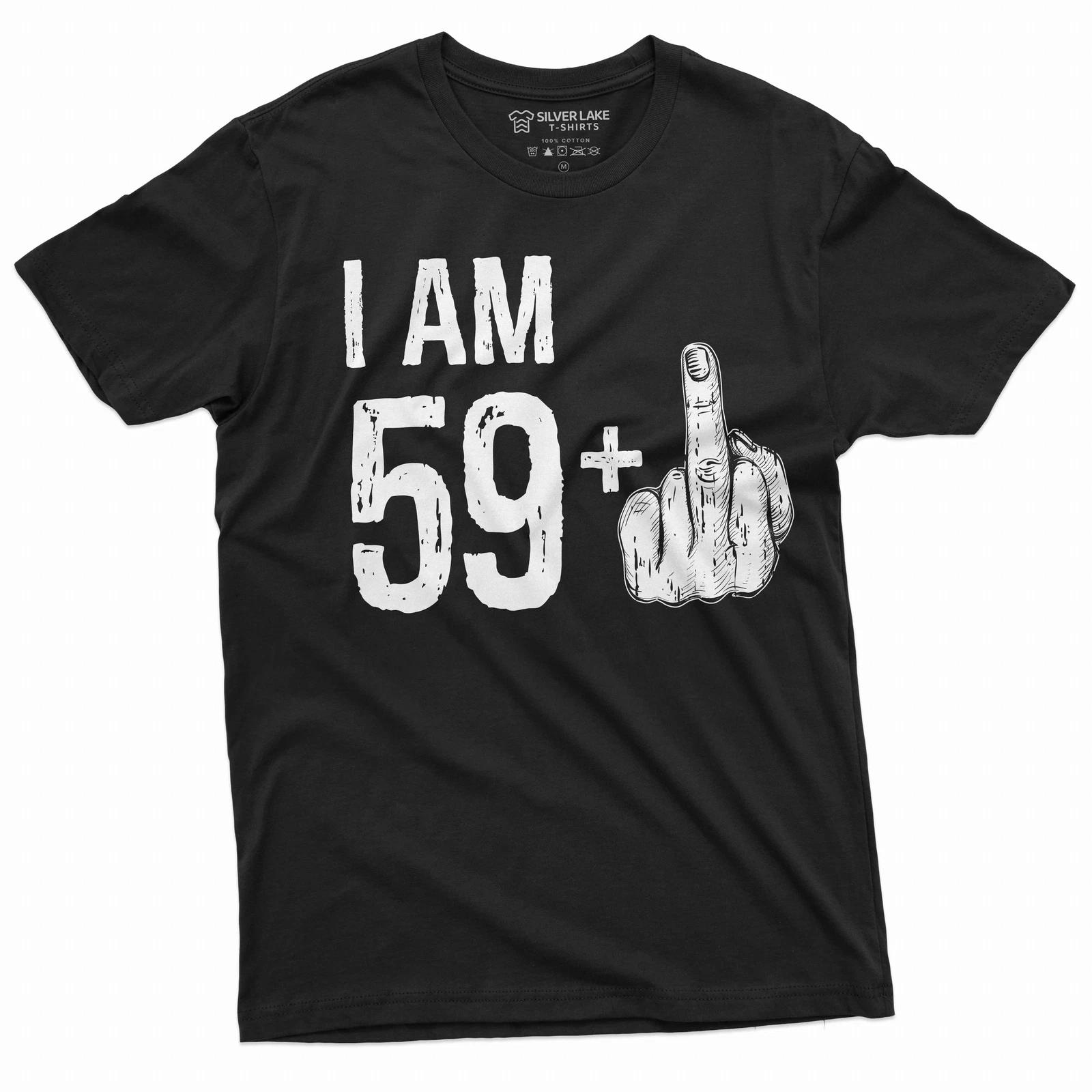 Men s 60th Birthday T-shirt Papa Grandpa Dad 59+ middle finger offensive shirt XXL