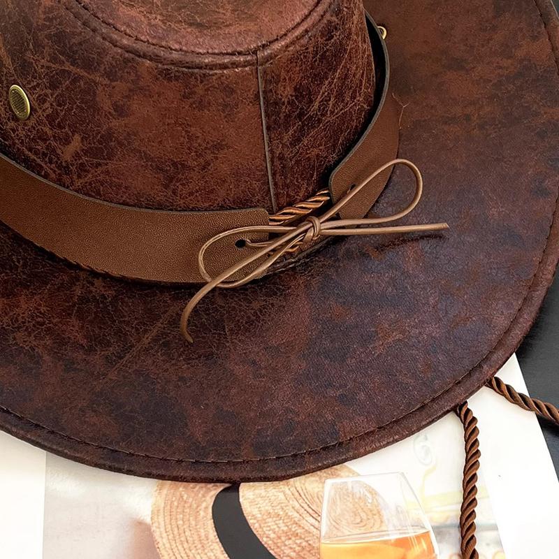 Cappelli da Cowboy Western in Ecopelle per Donne Uomini Vintage Gentleman Cowgirl Cappello Jazz Vacanze Festa Cappello Cosplay