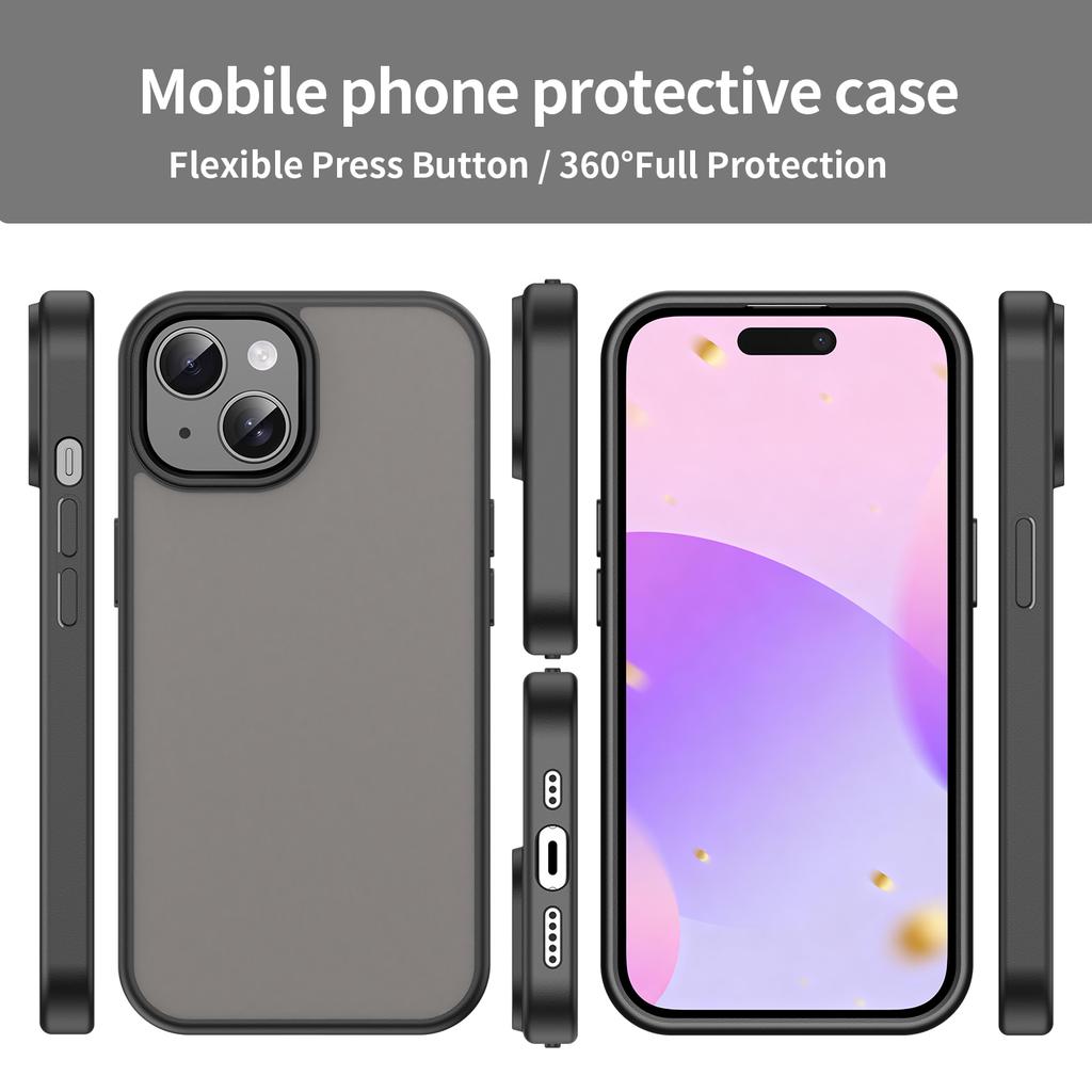 For iPhone 15 Case Skin Touch Matte Anti Drop TPU PC Phone Back Cover