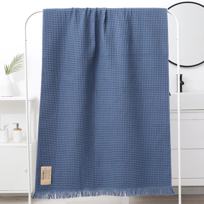 Pure Cotton 90x180 Waffle Weave Tassel Bath & Beach Towel Shawl - Honeycomb Design, No Shed Gauze.