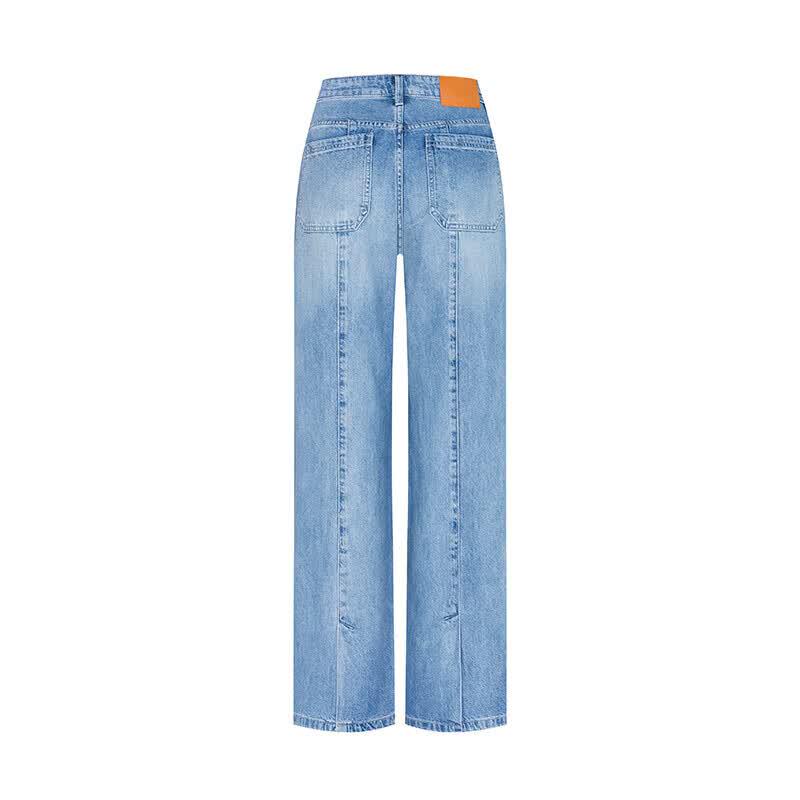 Navigare Women's Lightweight Straight Wide-Leg Denim Trousers