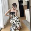 Summer French Suspender Skirt Temperament Floral Suspender Dress Women's New Light and Mature Style Thin Waist Dress