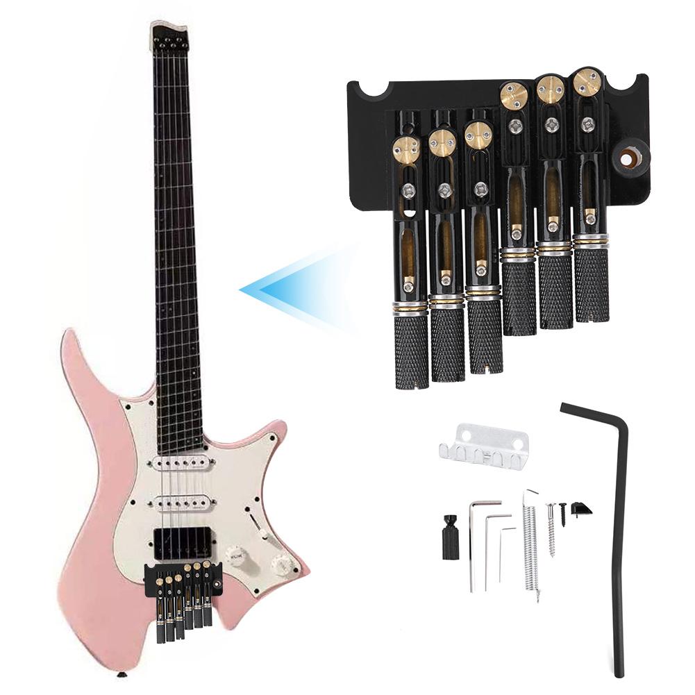 Black 6 Strings Headless Electric Guitar Bridge Set Musical Instrument Accessories