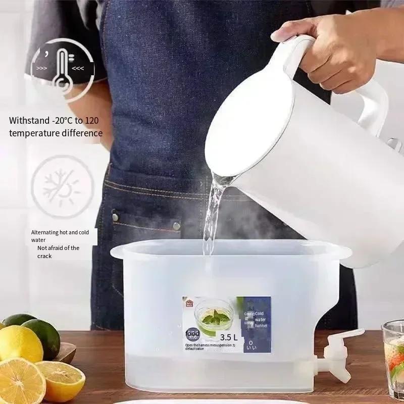 1/2pcs 3.5L Large Capacity Cold Water Jug Food Grade Cold Water Jug with Tap Ice Drink Dispenser Temperature Resistance