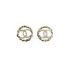 [23B New Product] Round Hollow Twisted Rhinestone Double C Earrings for Women