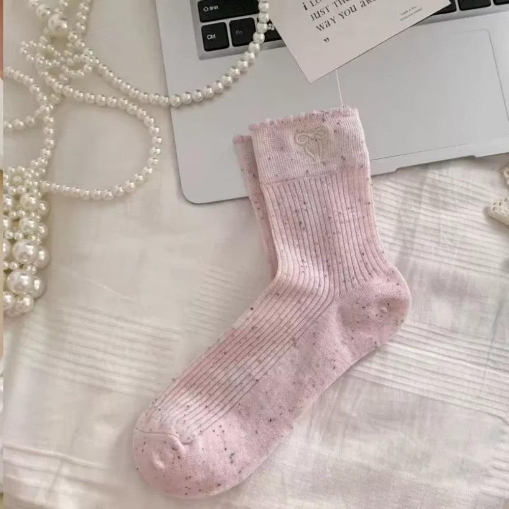 

1/5Pairs Breathable Women s Socks Casual Comfortable Middle Tube Socks Dot Bow Decoration Soft Dot Stockings Casual Style 35-39