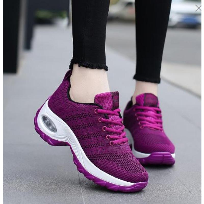 New Women's Shoes Casual Plus Size Air Cushion Fly-Knit Sneakers Slip-on Shoes Fashion Rocking Shoes Casual Women's Shoes