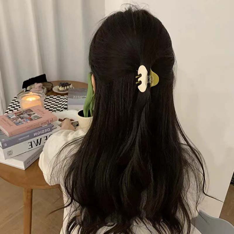 New Acetate Hair Claws for Women Elegant Color Blocking Hair Clip Shark Clip Ponytail Holder Hairpin Hair Accessories