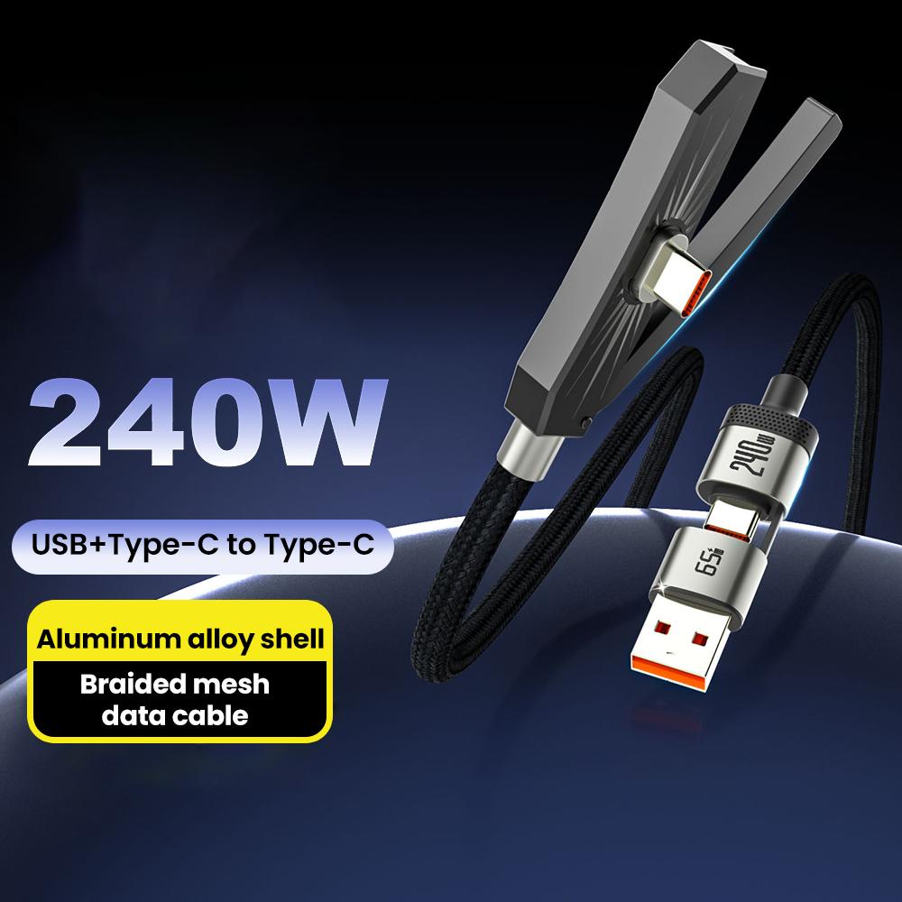 

240W Dual-Port Bracket Data Cable A+C to C 1.8m Black Bare Wire for Consumer Electronics 1.8m чёрный