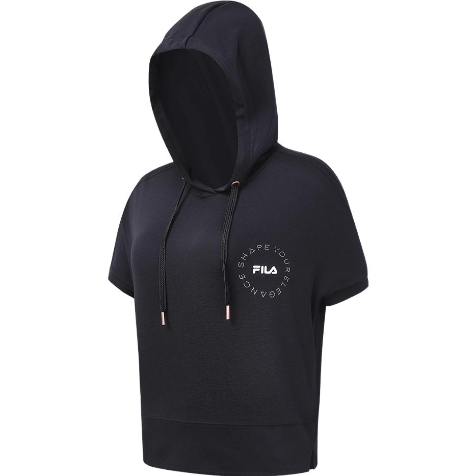 

FILA Solid Color Casual Loose Sports Crop Hoodie Knit Short Sleeve T-Shirt Women Tops Royal-Blue A11W331108F-NV S