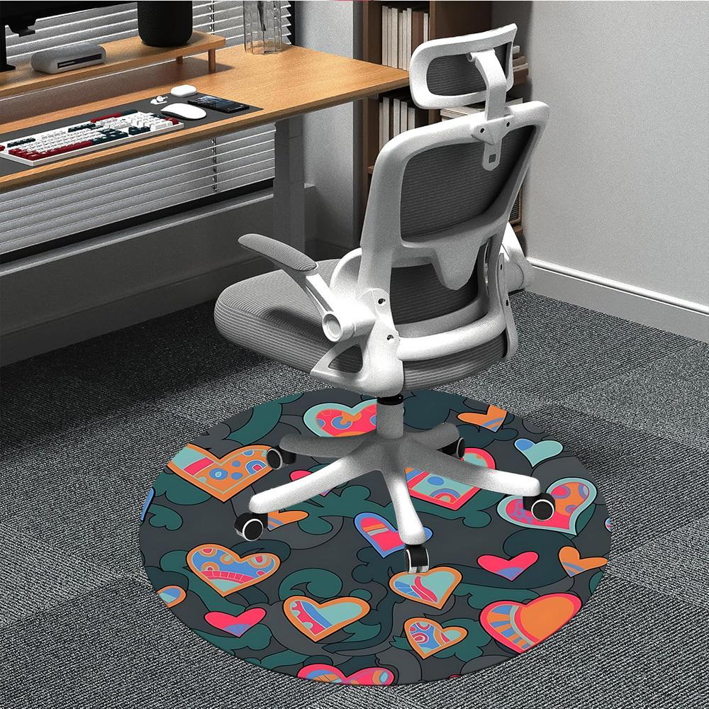 

1pc Heart Pattern Office Round Rug, Non-slip, Soft and Durable Office Rug for Interior Decoration, Perfect for Office, Beautiful Decoration yy26031205 80cm by 80cm