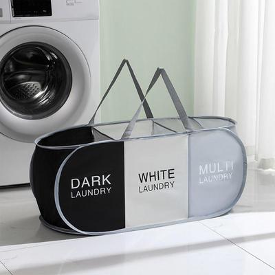 Foldable Laundry Hamper 3-Compartments Laundry Baskets With Easy Carry Handles Storage Bin Fabric Organizer For Dorm College
