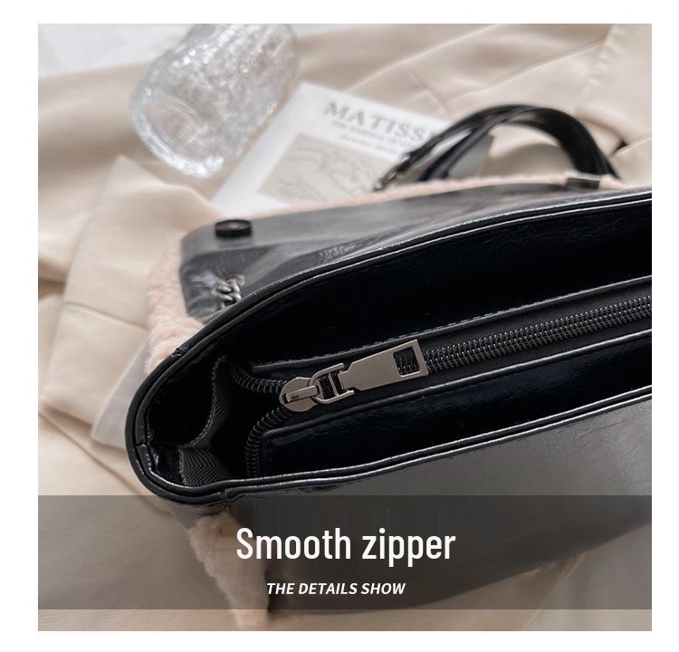 Damers Mångsidiga Plyschkedja Axelväska - Stor Kapacitet Höst/Vinter Mode Crossbody