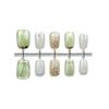 Ice-Clear Cat Eye Jade Green Wearable Short Nails with Gold Foil