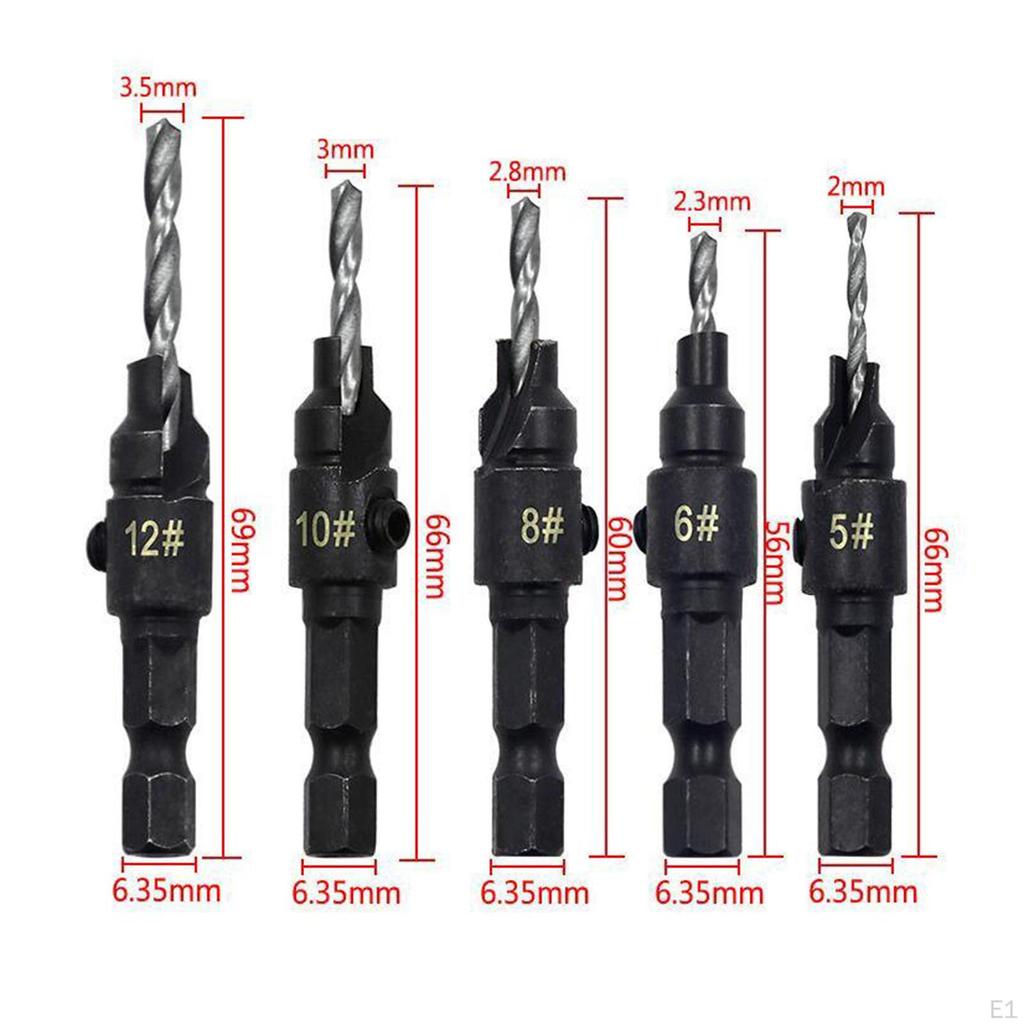 Countersink Set with Hex Shank Woodworking