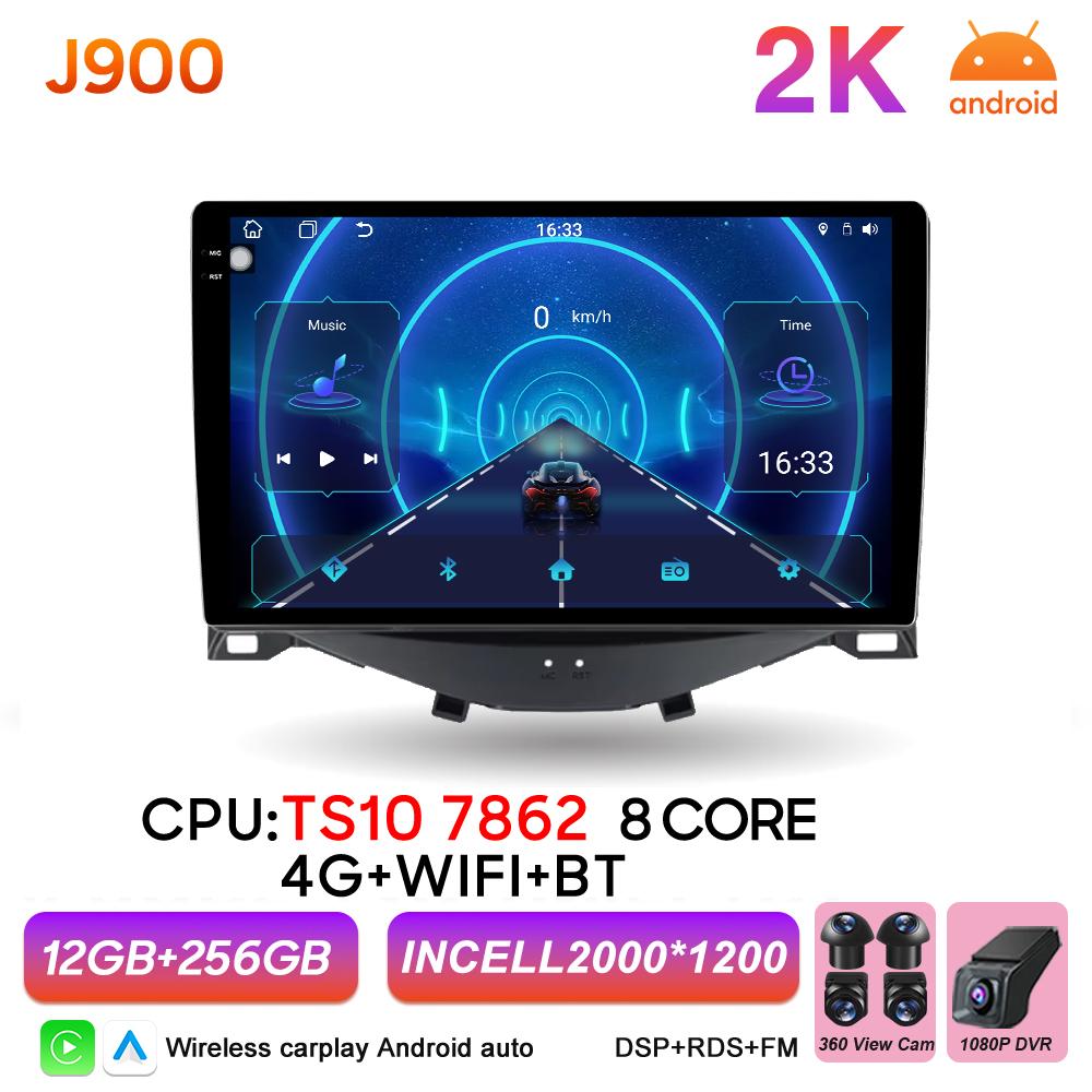 Android 16 Auto Car Radio For Toyota Aygo Peugeot 108 Citroen C1 2014-2020 Wireless Carplay Multimedia Car Stereo BT Navigation