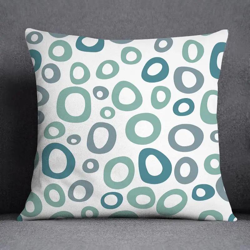 Fresh Green Simple Geometric Pillow Cover Living Room Sofa Office Seat Car Waist Cushion Cushion Cover Home Decoration
