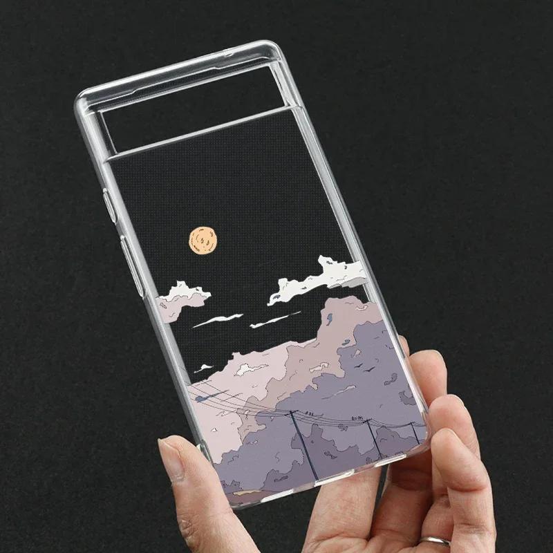 Case for Google Pixel 7a 7Pro 7 6a 6 6Pro 8A 8Pro 5G Transparent Clear Japan Anime Landscape Scenery Phone Cover Fundas Shells
