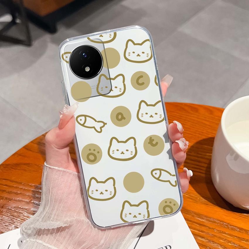 For Vivo Y02 Y02A Y02S Y10 Y11 Y12 Y12a Y13 Y15 Y15a Y16 Y17 Y19 Clear TPU Case Ocean Whale Pattern Anti Drop Back Cover For Vivo Silicone Phone Shell