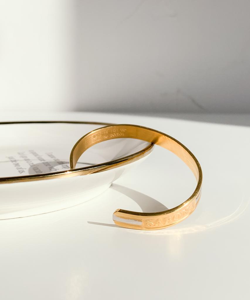 Sabona London F-D2 White Yellow Gold Plated Classic Duet Fashion Bangle