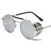Steampunk Side Wind Proof Mesh Flip Round Metal Sunglasses