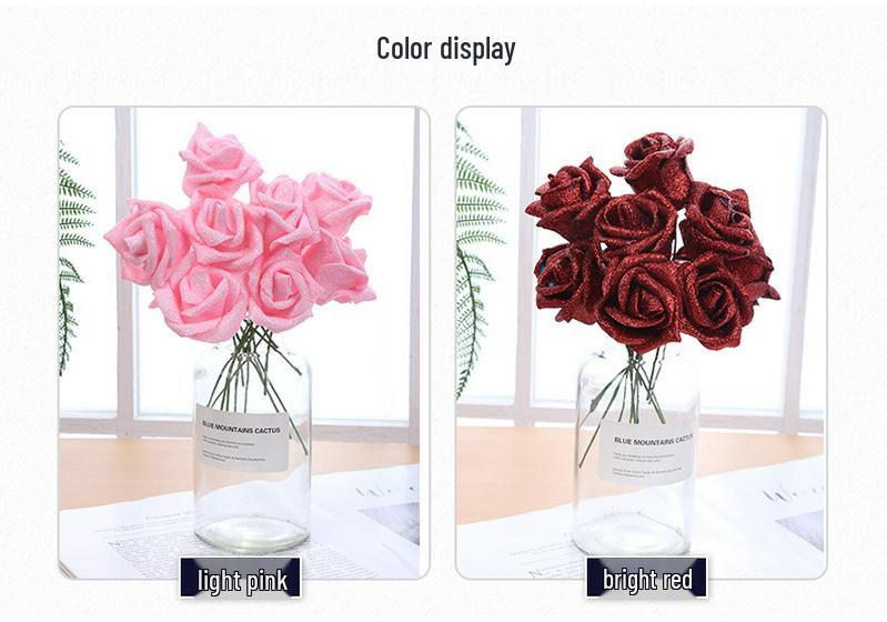 PE Gold Powder Artificial Roses for DIY Bouquets - Valentine's Day, Weddings, Flower Shops