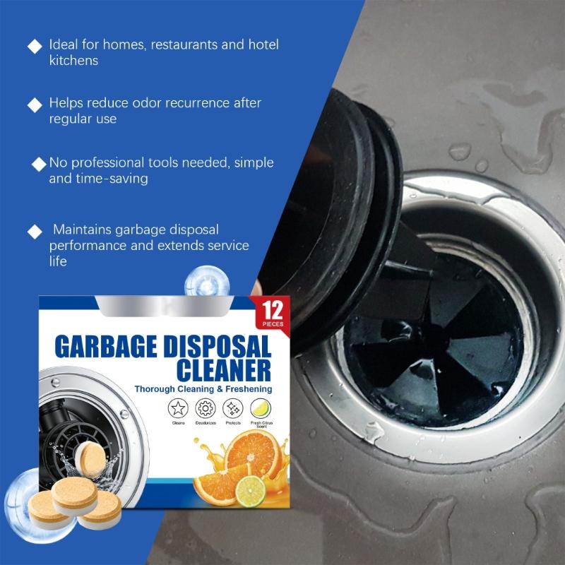 12 Unidades/1 Caja Pastillas Limpiadoras para Triturador de Basura Fórmula de Disolución Rápida para Eliminar Grasa y Residuos de Alimentos para la Máquina