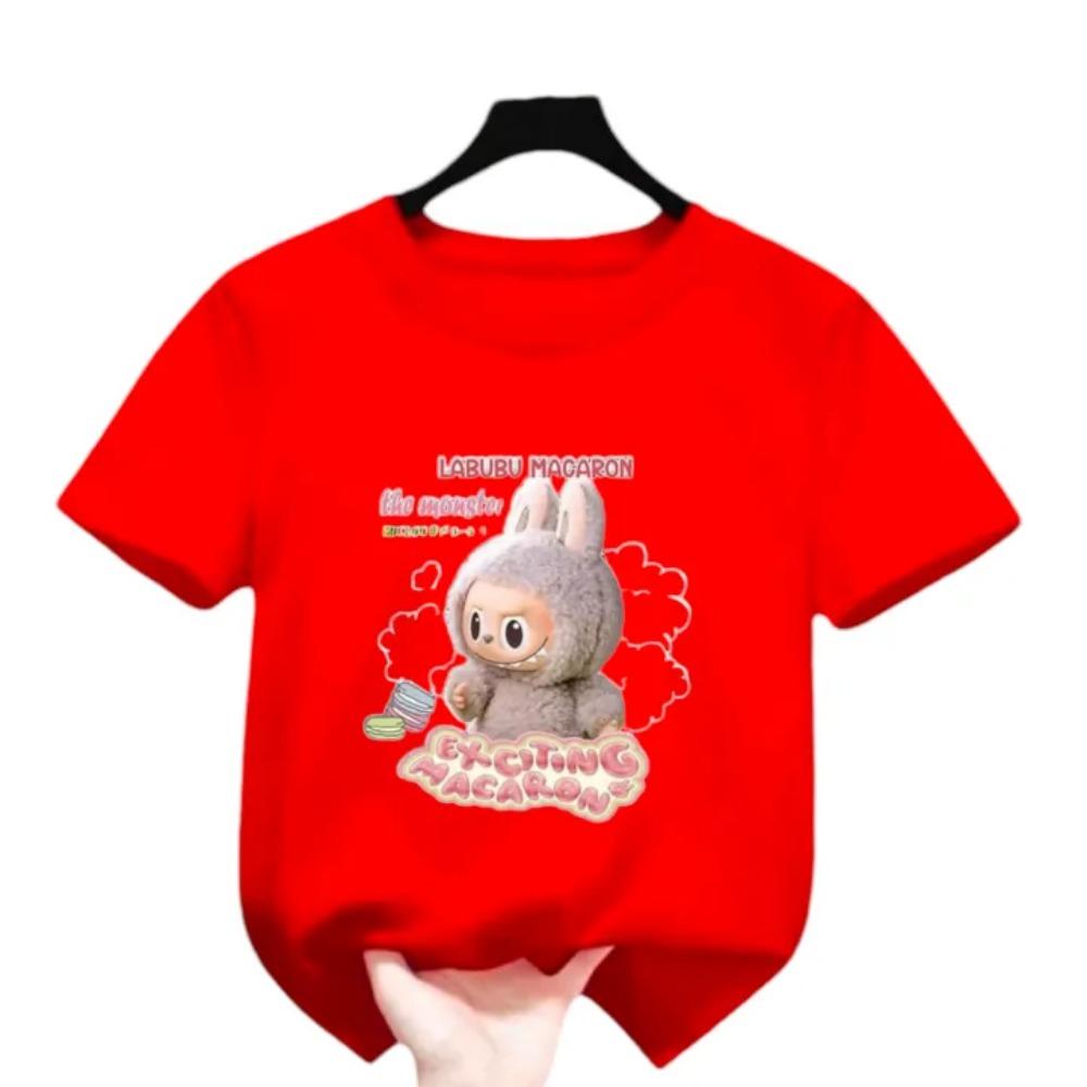 New Labubu Children's T-shirt LABUBU Ugly and Cute Pattern Girl Round Neck Short Sleeve Casual Versatile Clothing