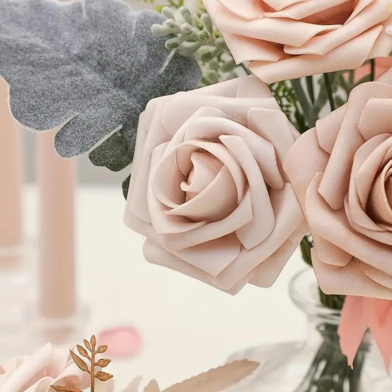 25pcs, Real Touch Cinnamon Rose Flower Arrangement for Home, Office, and Wedding Decor - Perfect Valentine's Day, Birthday, and Mother's Day Gift