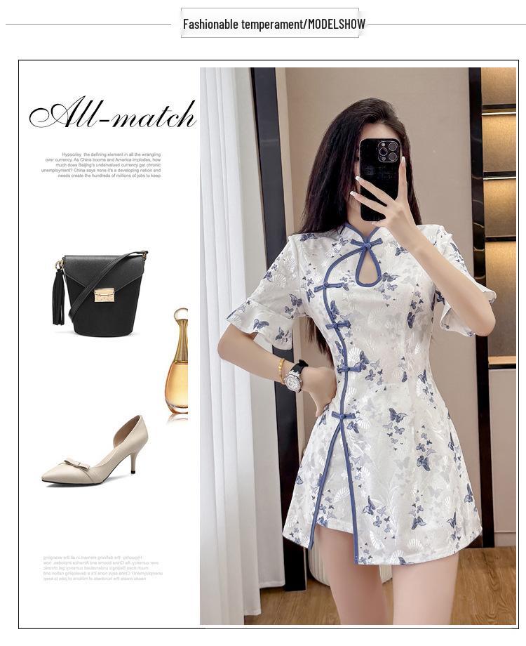 Set Rochie Modernă Cheongsam în Stil Chinezesc din Două Piese pentru Fete