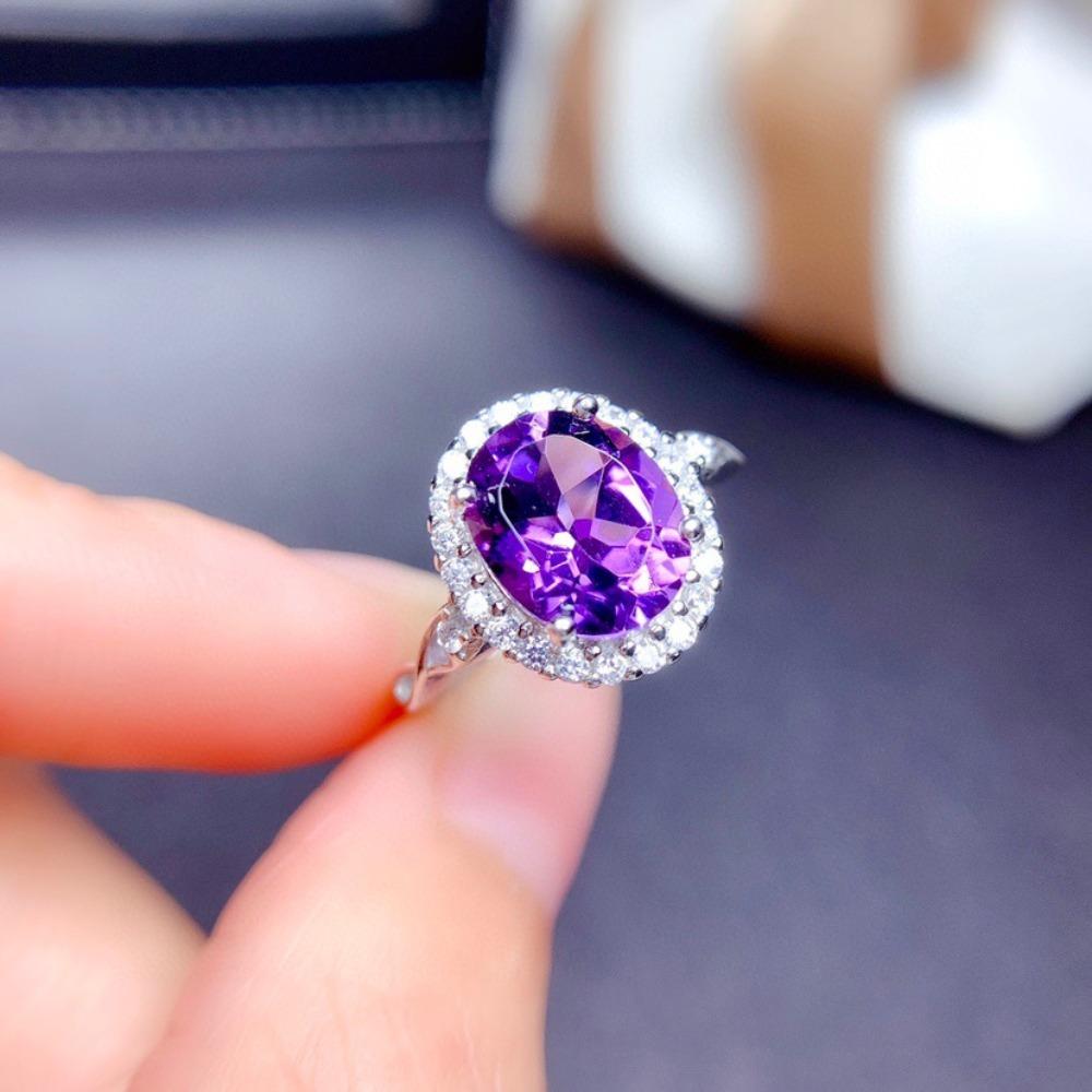 Colorful Gemstone Rings Imitation Natural Topaz Amethyst Citrine Peridot Garnet Open Rings for Girls