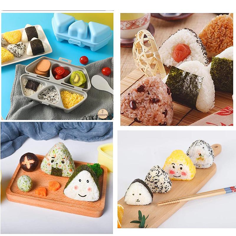 LMETJMA 6 In 1 Sushi Mold Triangle Heart Onigiri Mold Musubi Maker Kit Once Quickly Make Rice Ball Sushi Maker Bento Box JT325