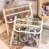 Canvas PVC Transparent Colored Gel Pen Storage Bag Large Capacity Portable Pencil Case Drawing Pen Stationery Bags
