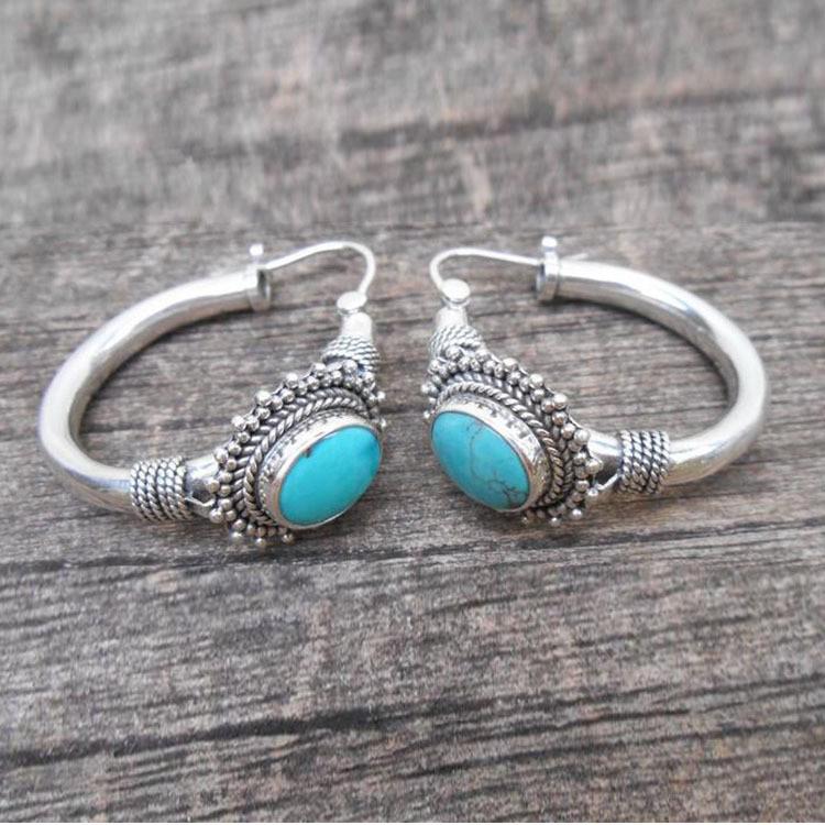 European & American Retro Turquoise Bohemian Dangle Earrings