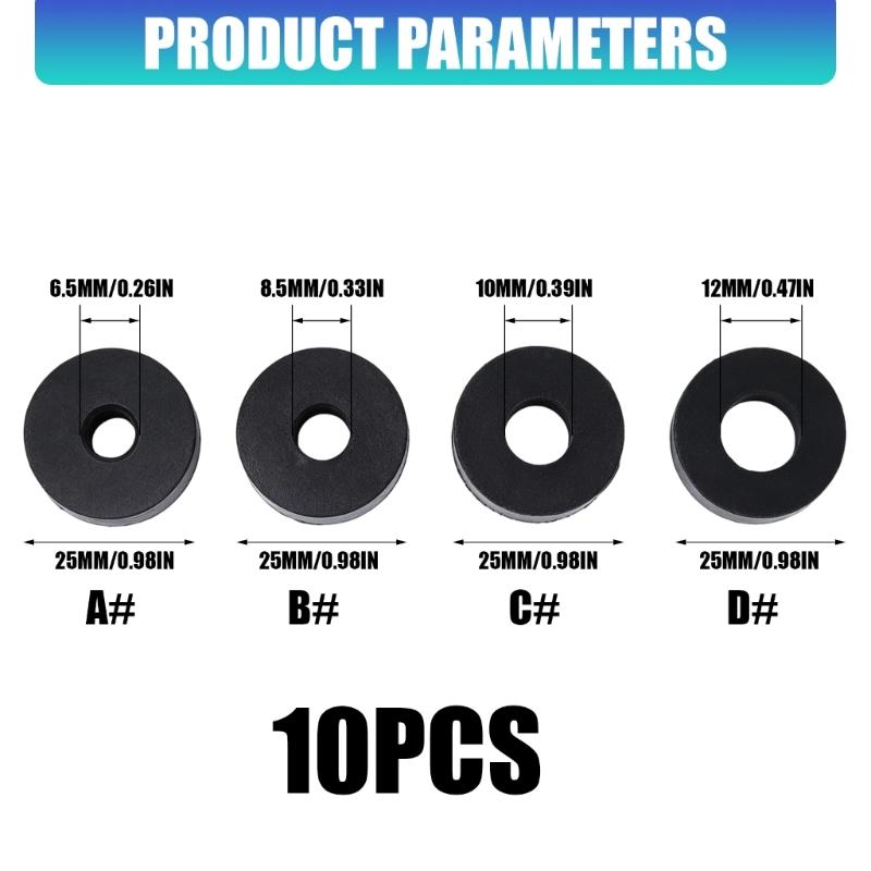 Mechanical Mounting Rubber Cushion Washer 25 Mm Outer Diameter 10 Mm Thick 10 Piece Pack for Damping and Replacement