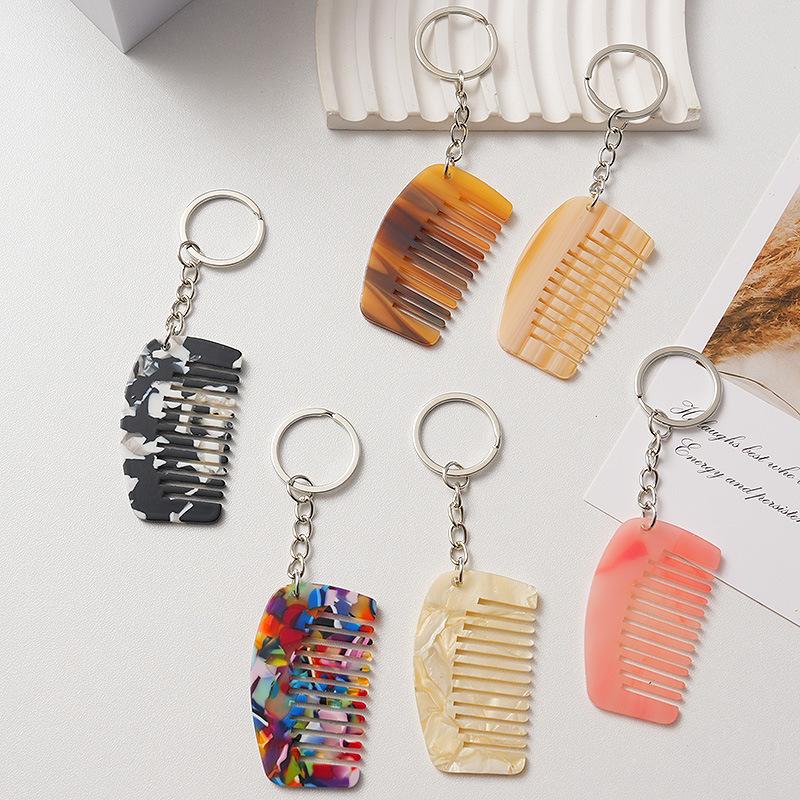 Loe| Acetate Mini Comb Keychain Women Bag Pendant Key Ring Cute Things Cheap Gift For Best Friends