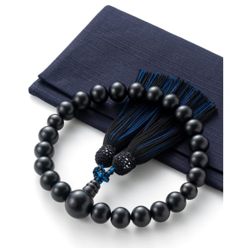 Fukushodo Men's Buddhist Prayer Beads [Supervised by Funeral Professionals, Kyoto Traditional Crafts] Funeral, Informal Prayer Beads for Men, Ebony x