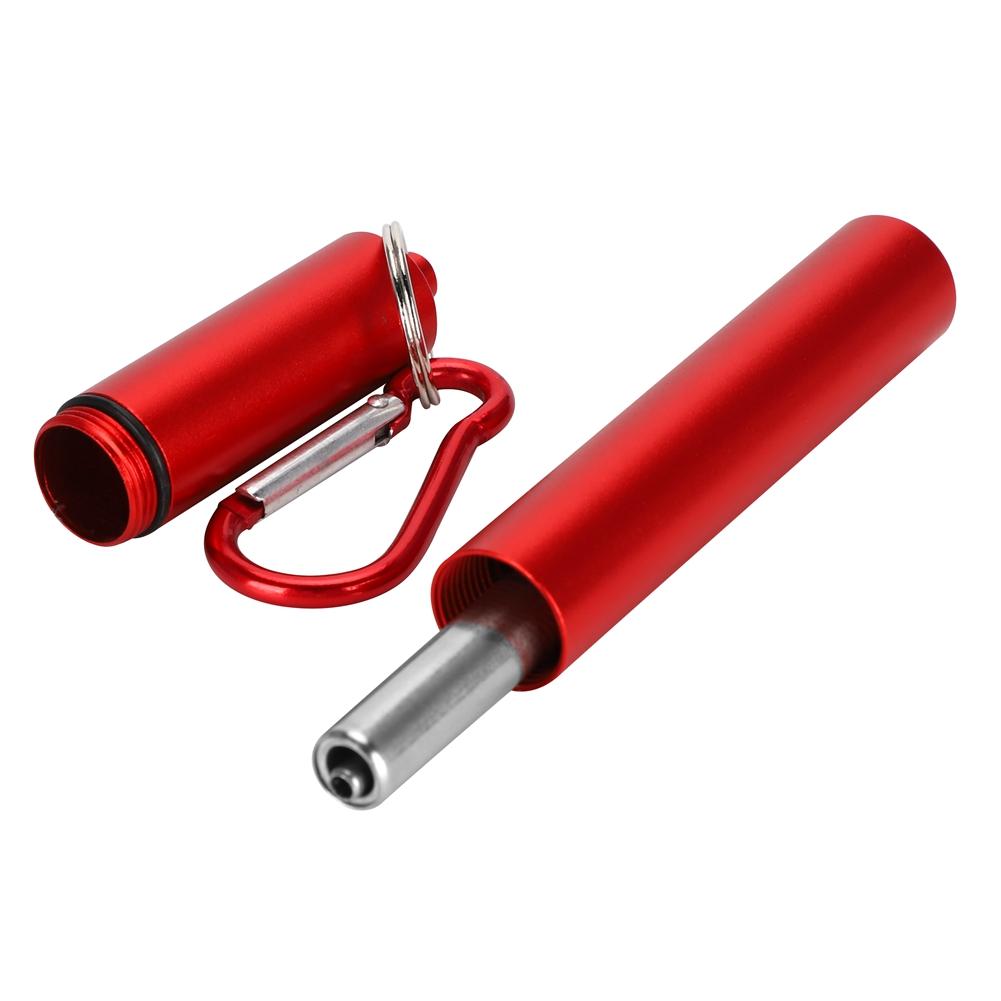 Retractable Stainless Steel Reusable Straw Kit(Red Aluminum Case  Straw + Brush   Carabiner )