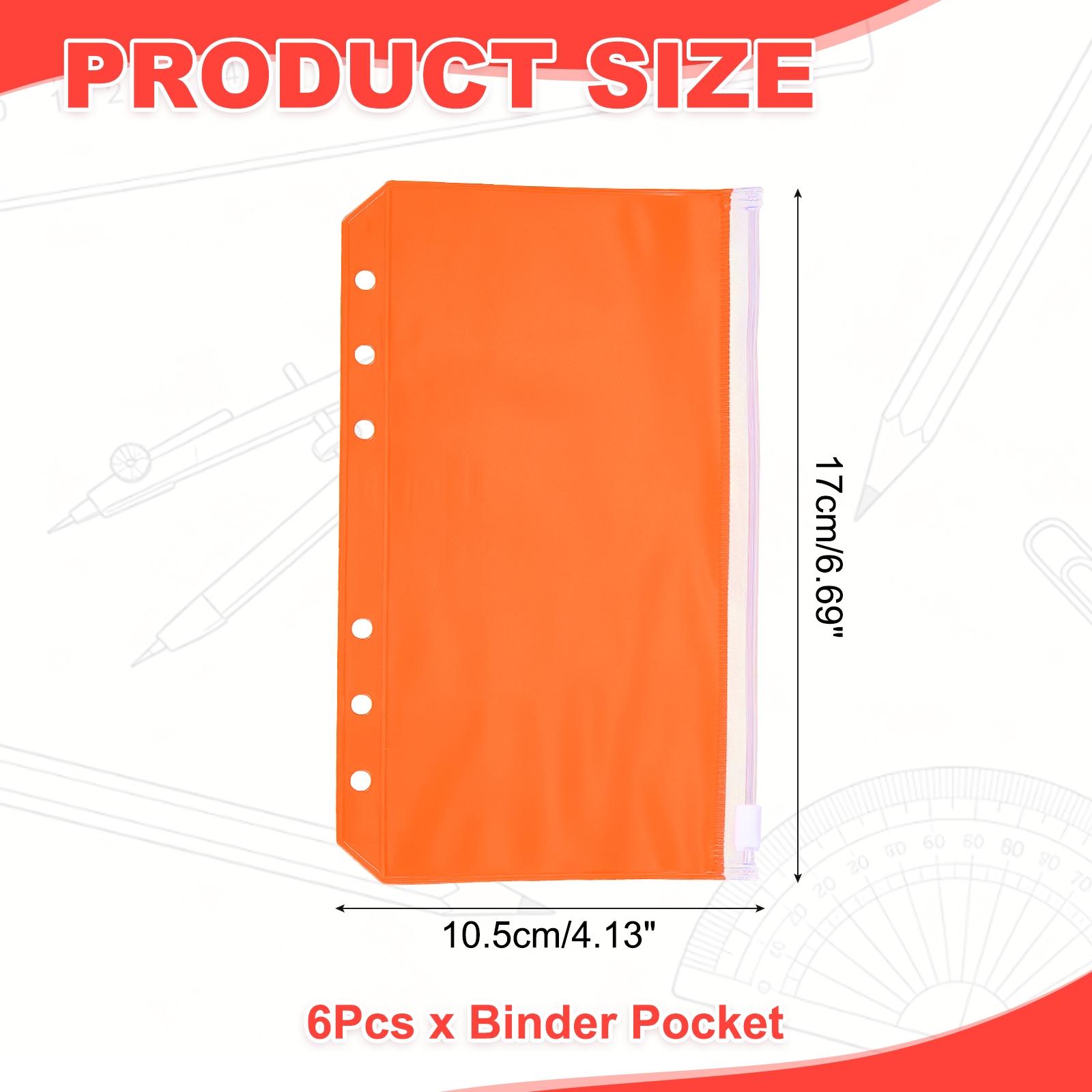 6Pcs A5 A6 Binder Pockets 6 Holes Binder Inserts Cash Envelopes Waterproof Clear Storage Pocket Zipper Pouches for Binders Pouch