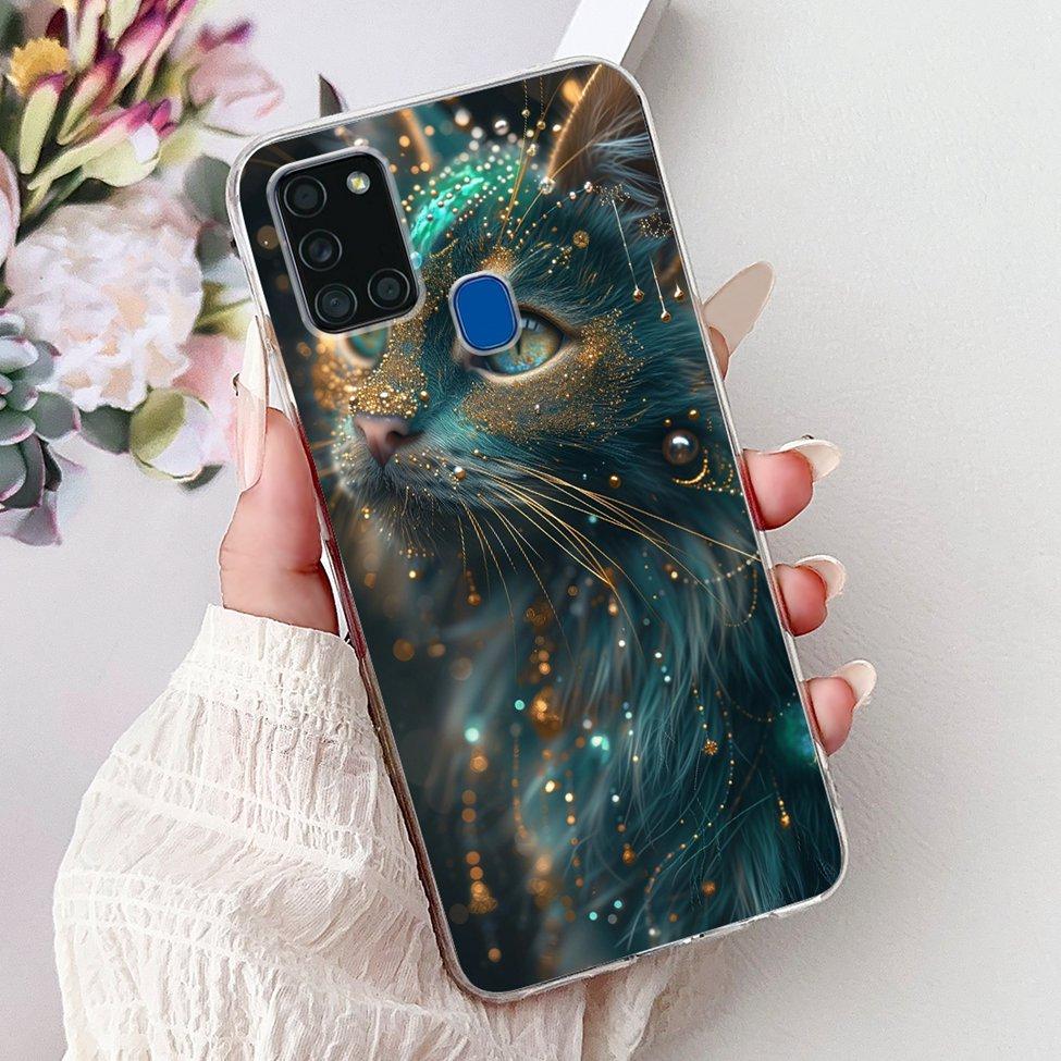 Clear For Samsung A21s SM-A217F SM-A217M Cover For Samsung Galaxy A21s Case Cute Luxury Butterfly Love Flowers Cool Painted