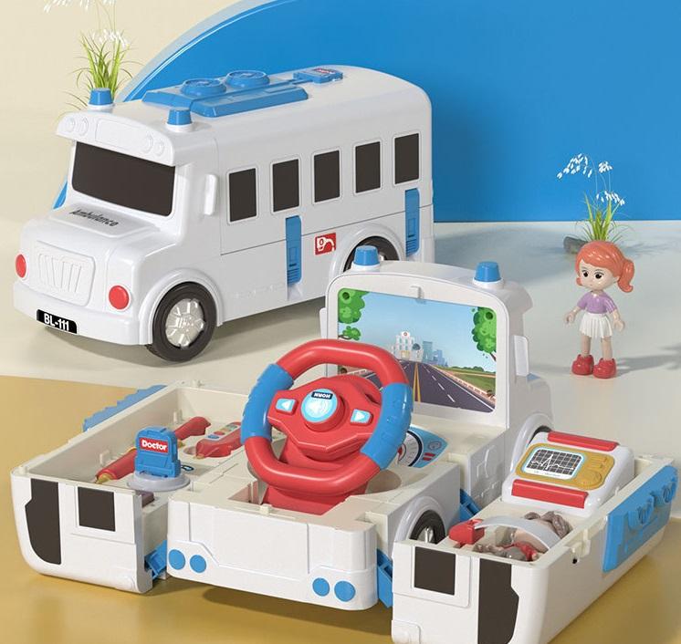 

Children Steering Wheel Sound And Light Puzzle Toys Deformed Buses Multi Functional Simulation Toy For Early Kids Education Gift белый