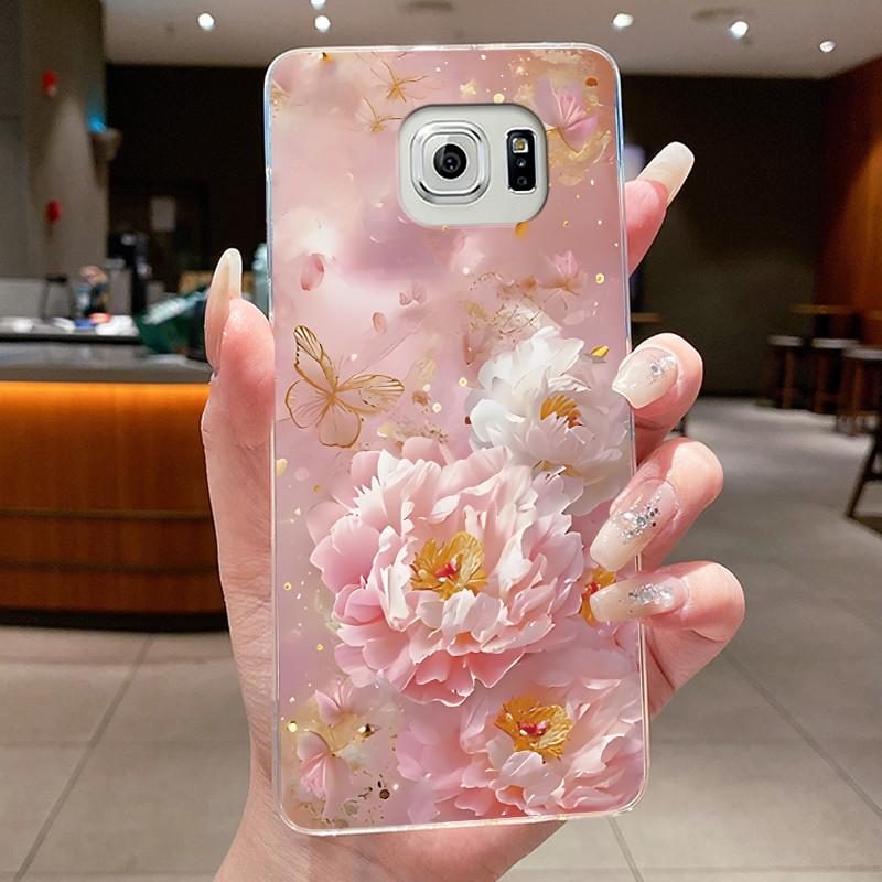 Hülle Für Samsung Galaxy S6 Edge Plus Blume Schmetterling Handyhüllen Für Samsung S5 S6 Edge+ Weiches Silikon Transparente TPU Hüllen